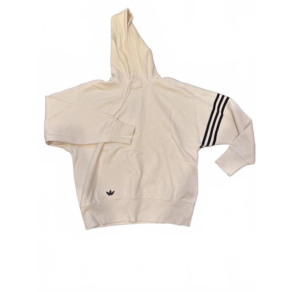Adidas men’s  Cream Hoodie with Black Stripes